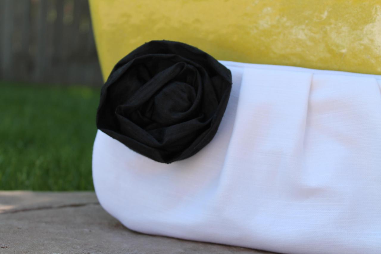 Pleated Zippered Clutch: Choose Your Own Flower Color